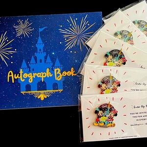 Autograph Book w/ 5 Collector Pins
